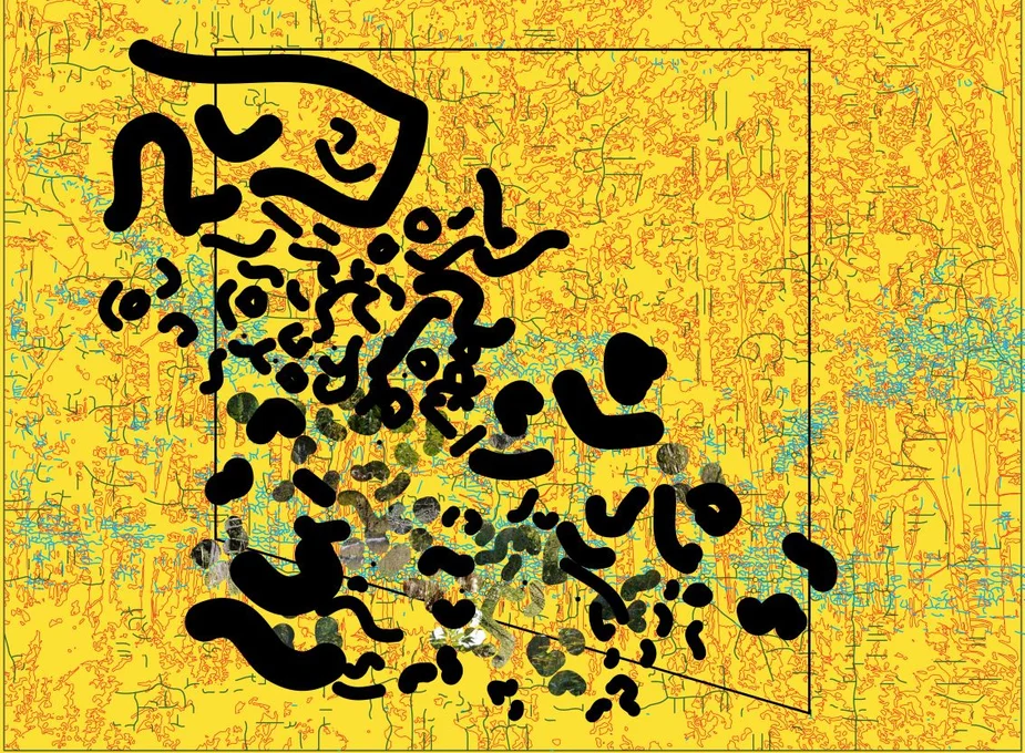 Black ink pattern over a map showing property parcels