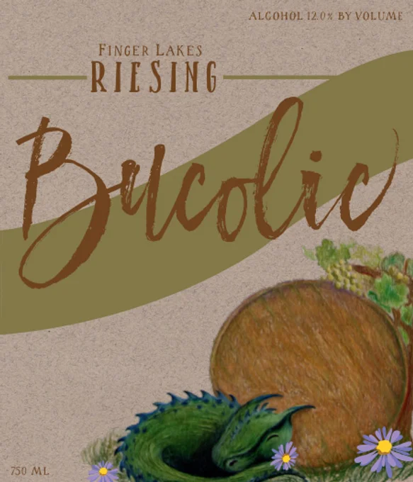 Wine label showing barrel and college mascot