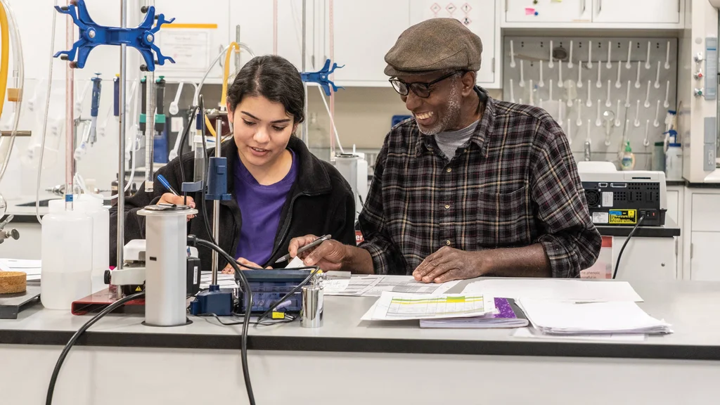 Viticulture students in the enology laboratory at the FLCC Viticulture and Wine Center