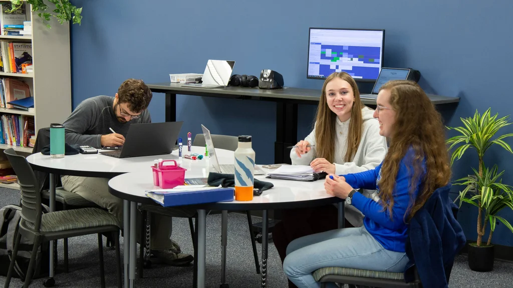 Students work together in the Math Center to learn new skills.