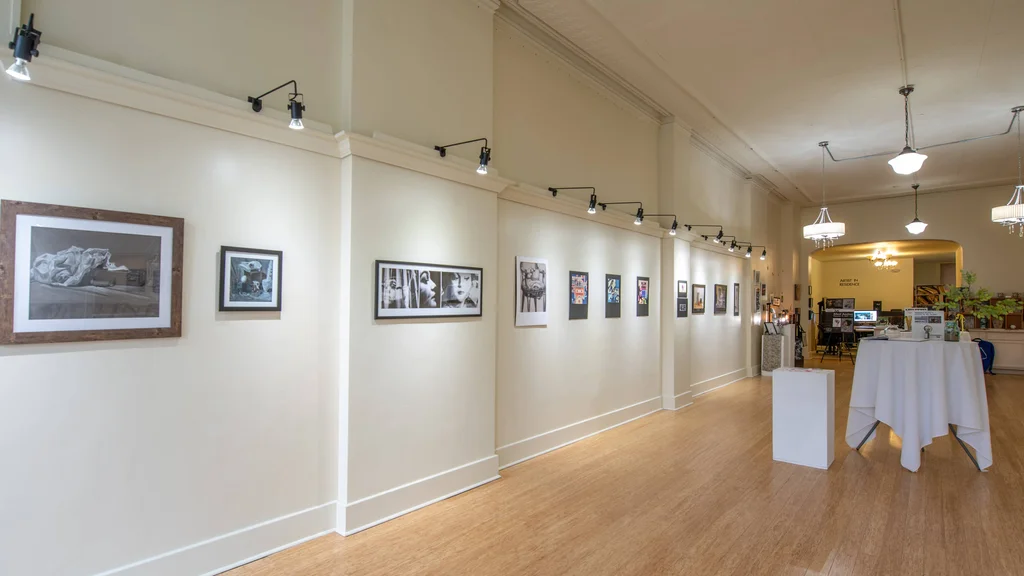 Artwork on displace in FLCC ArtSpace36 art gallery on Main Street in Canandaigua, NY