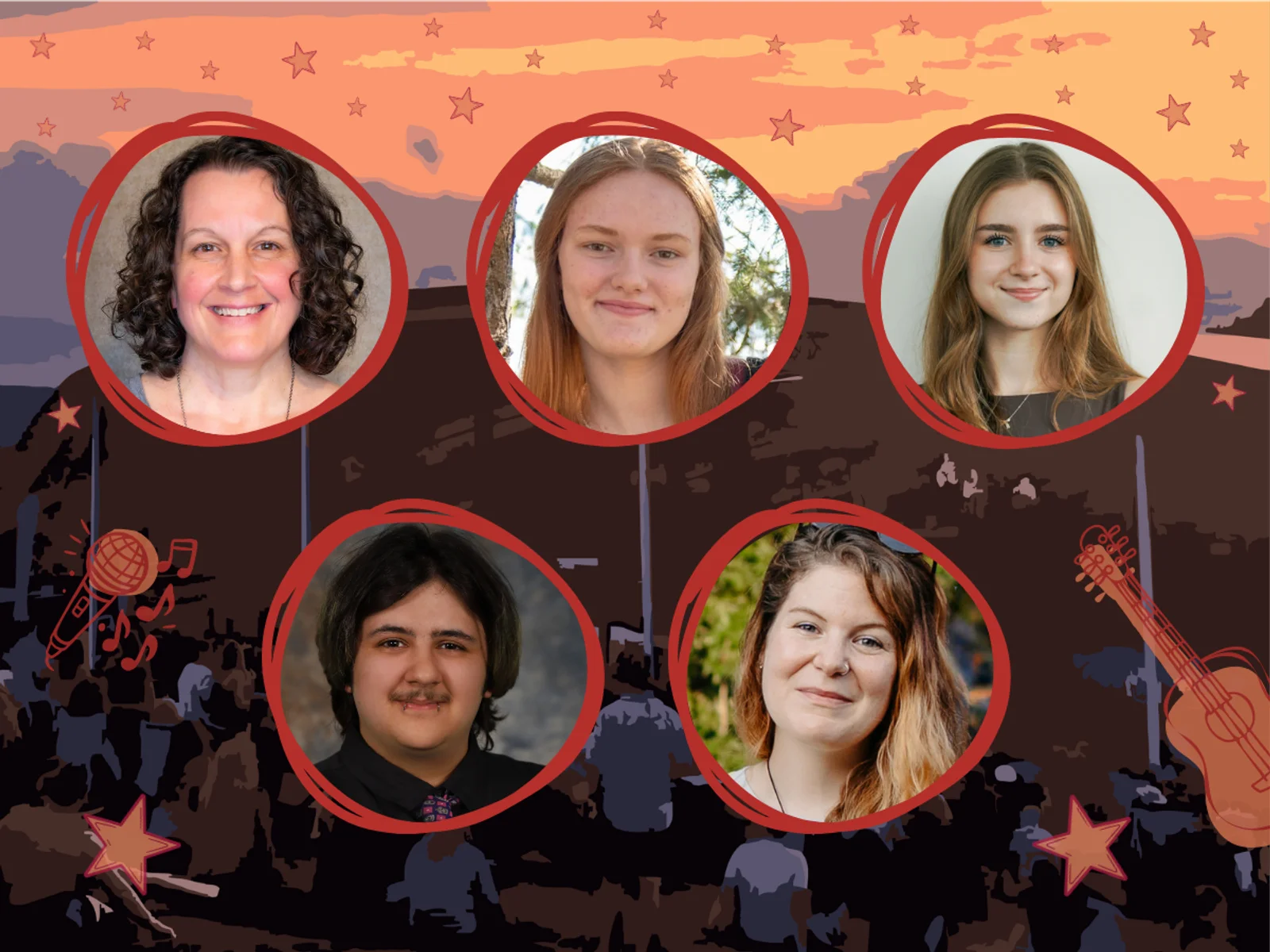 Graphic containing photograph headshots of the five competition winners.