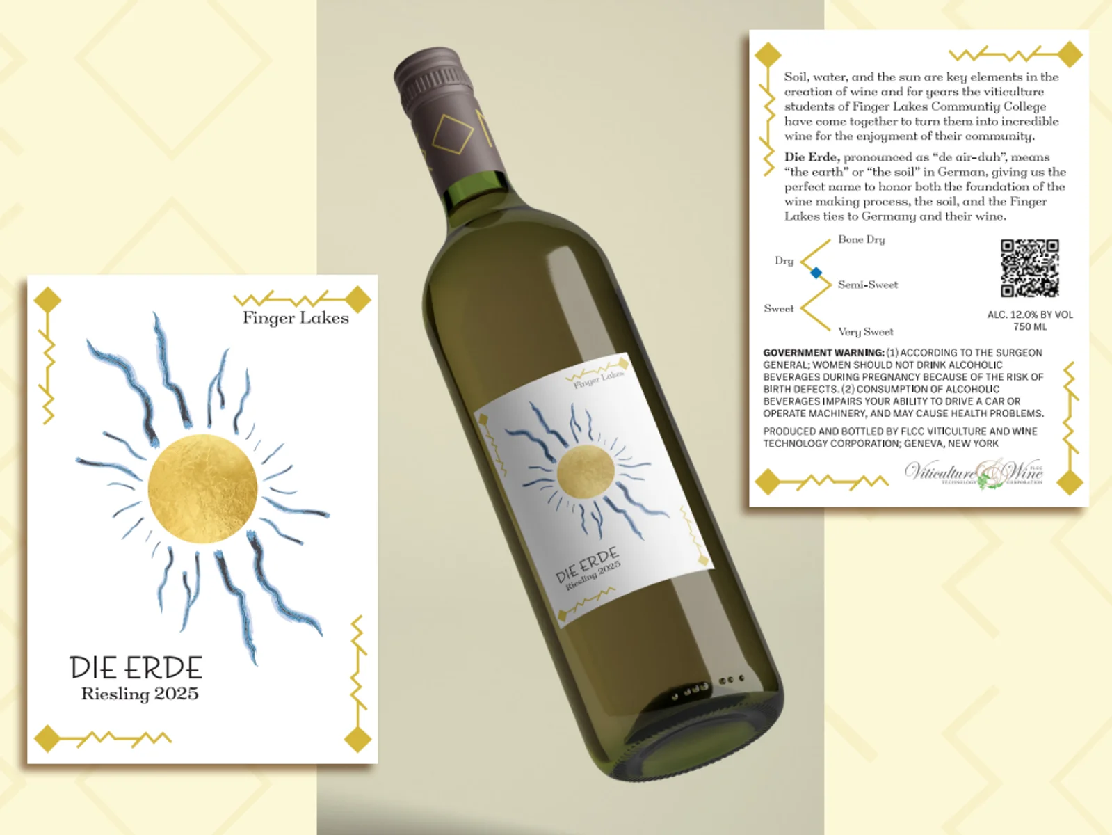 Lauren Turner presenting her design at the fall 2025 FLCC wine label design competition.