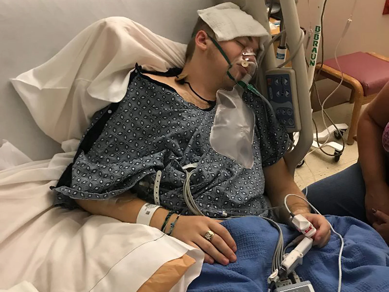 Photo shows teenager Giovanni Marino in a hospital bed. 