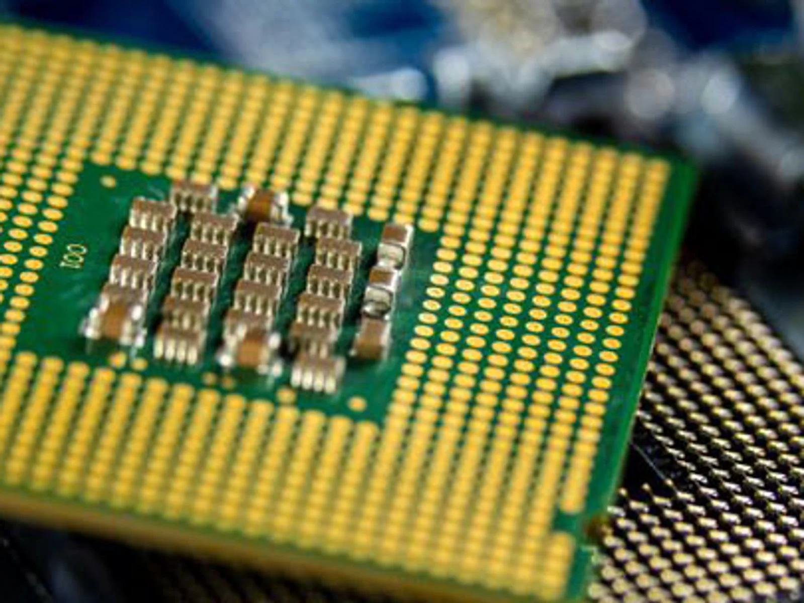 A closeup of a computer chip