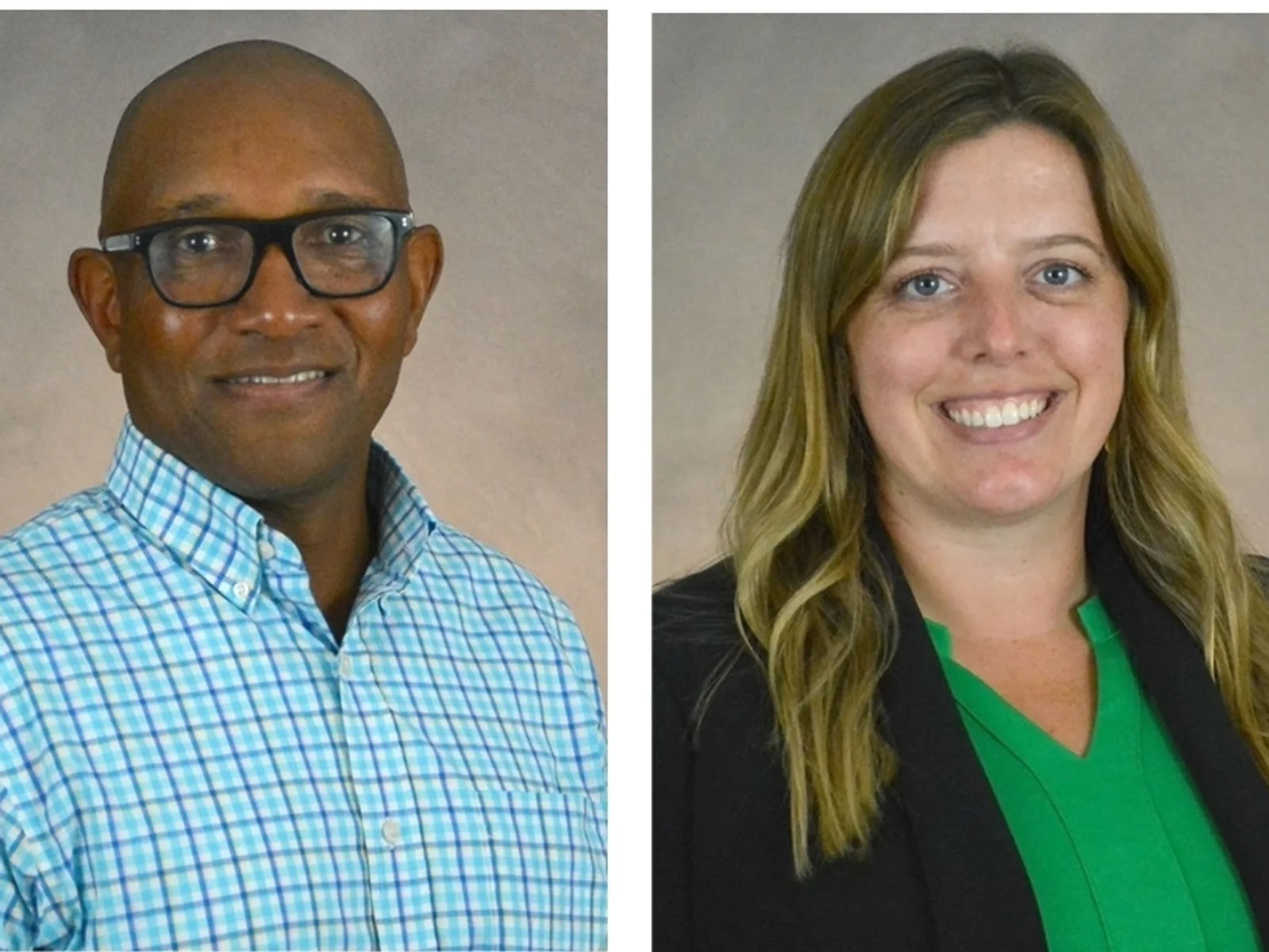 Head and shoulders photos of a man and woman