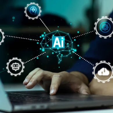 Technology user employs AI to reach goals efficiently.