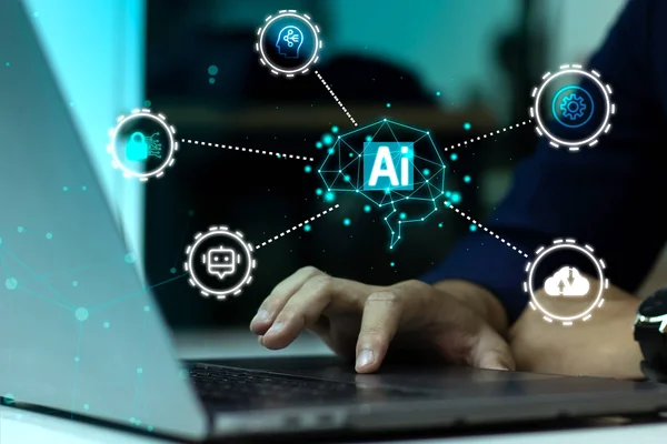 Technology user employs AI to reach goals efficiently.