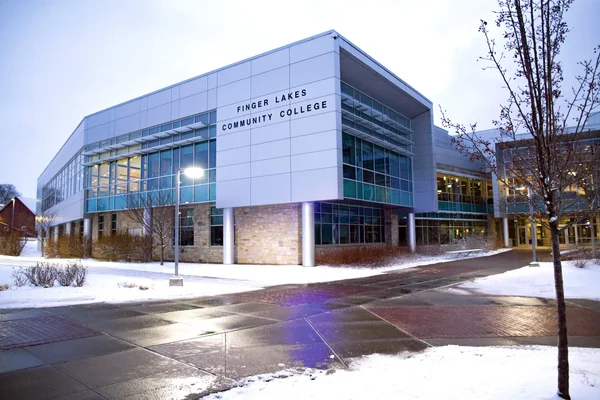 Finger Lakes Community College - front of main building with snow on ground