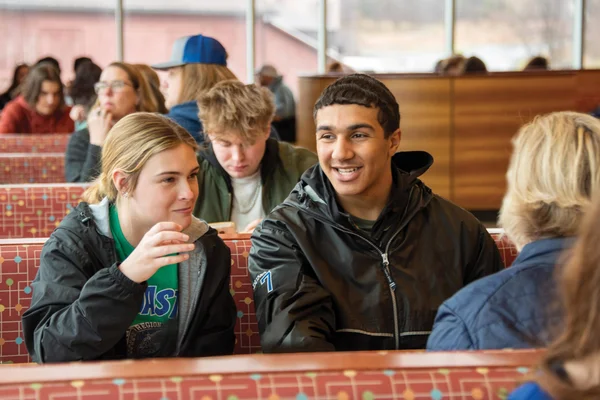 Students chat in the FLCC cafeteria.