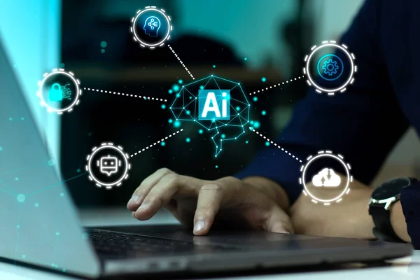 Technology user employs AI to reach goals efficiently.