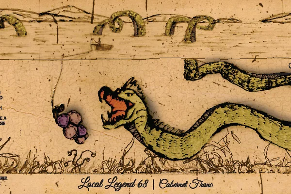 Serpent about to bit a cluster of grapes