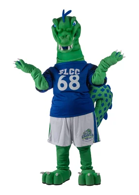 FLCC mascot, Flick posing with hands up