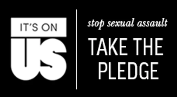 It's On Us Stop Sexual Assault Pledge Button.