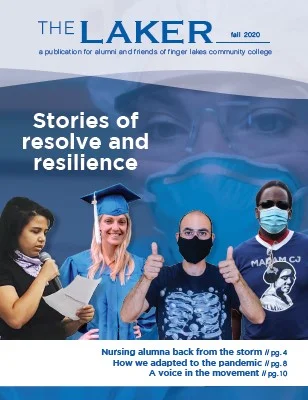 Cover of Laker magazine showing five people plus the text 