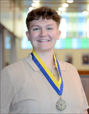Woman wearing medal