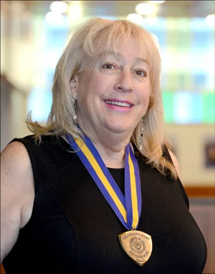 Woman wearing medal