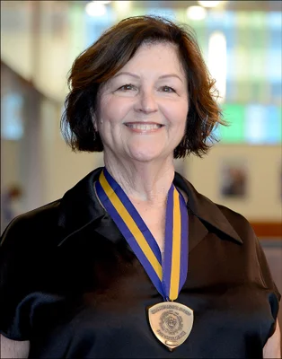 Woman wearing medal