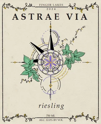 Student made wine label titled Astrae Via